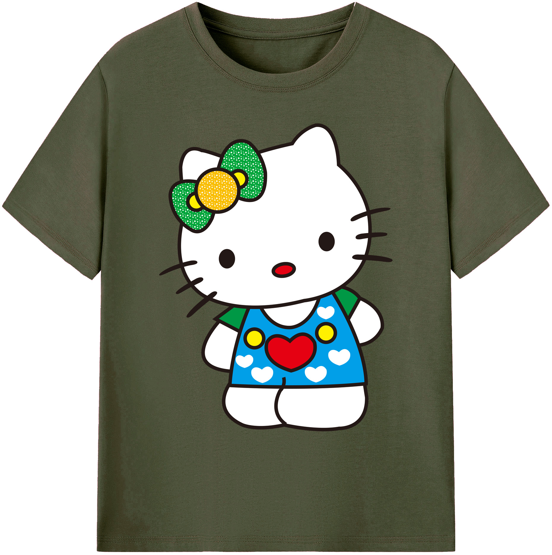 （画像用） Hello Kitty ハローキティ 綿100％ メンズ半袖Tシャツ｜肌触りやわらか＆通気性